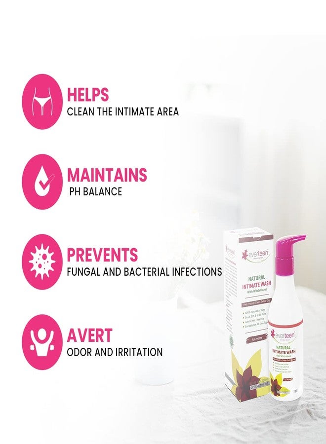 إيفرتين غسول إيفرتين للمناطق الحساسة بخلاصة بندق الساحرة مع النيم، ونبق البحر، وزيت شجرة الشاي، والصبار للعناية اليومية بالنظافة الأنثوية - 4 عبوات (210 مل لكل عبوة) - Image 3